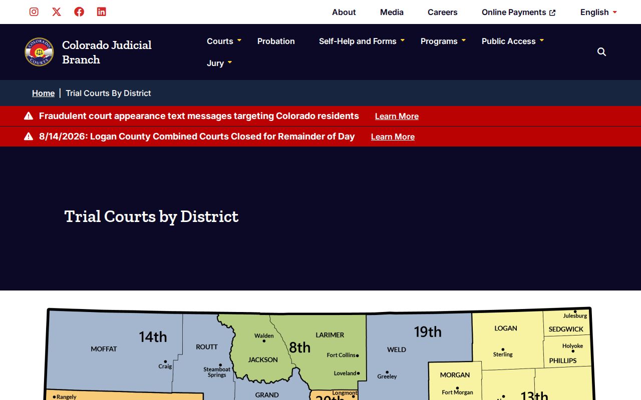 Mesa County court docket judicial district map