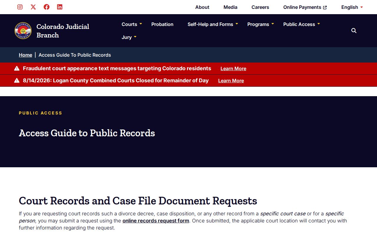 Mesa County court docket and register access guide