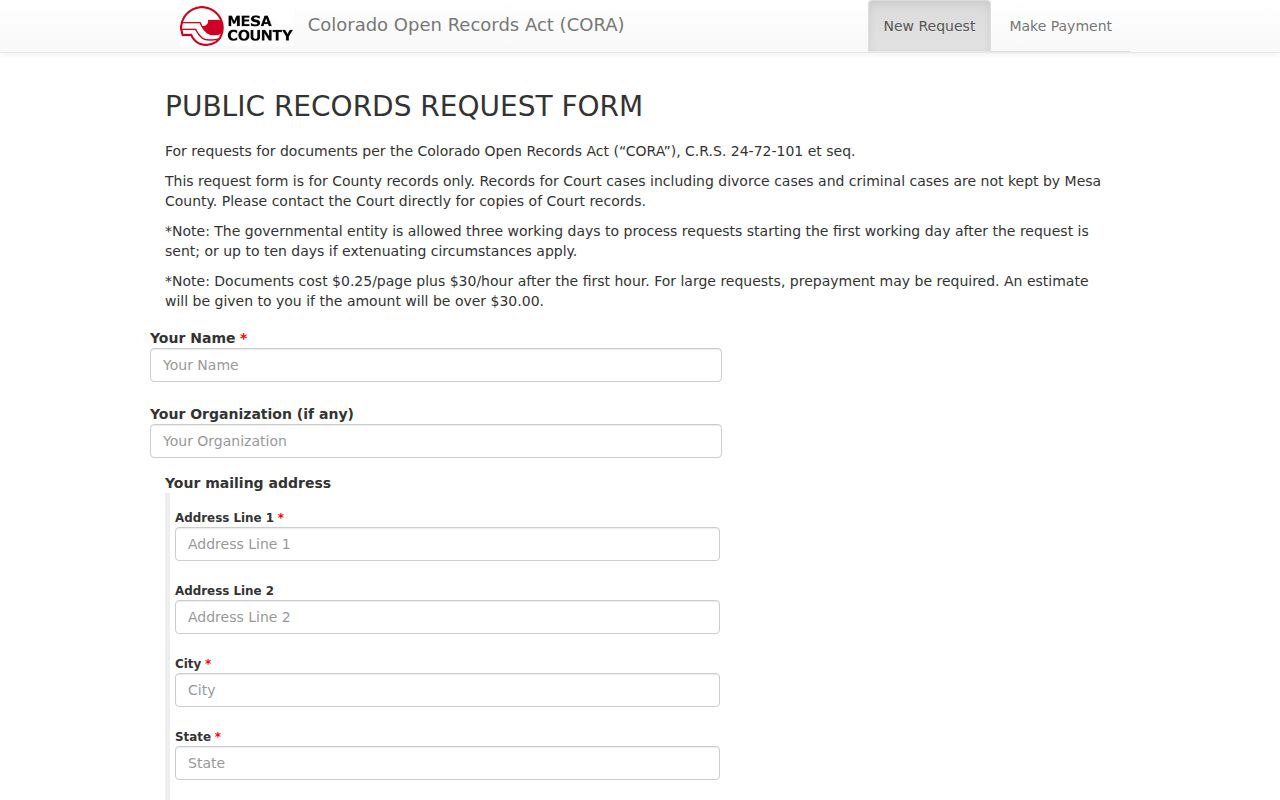Wrong county CORA route for Collbran court docket records