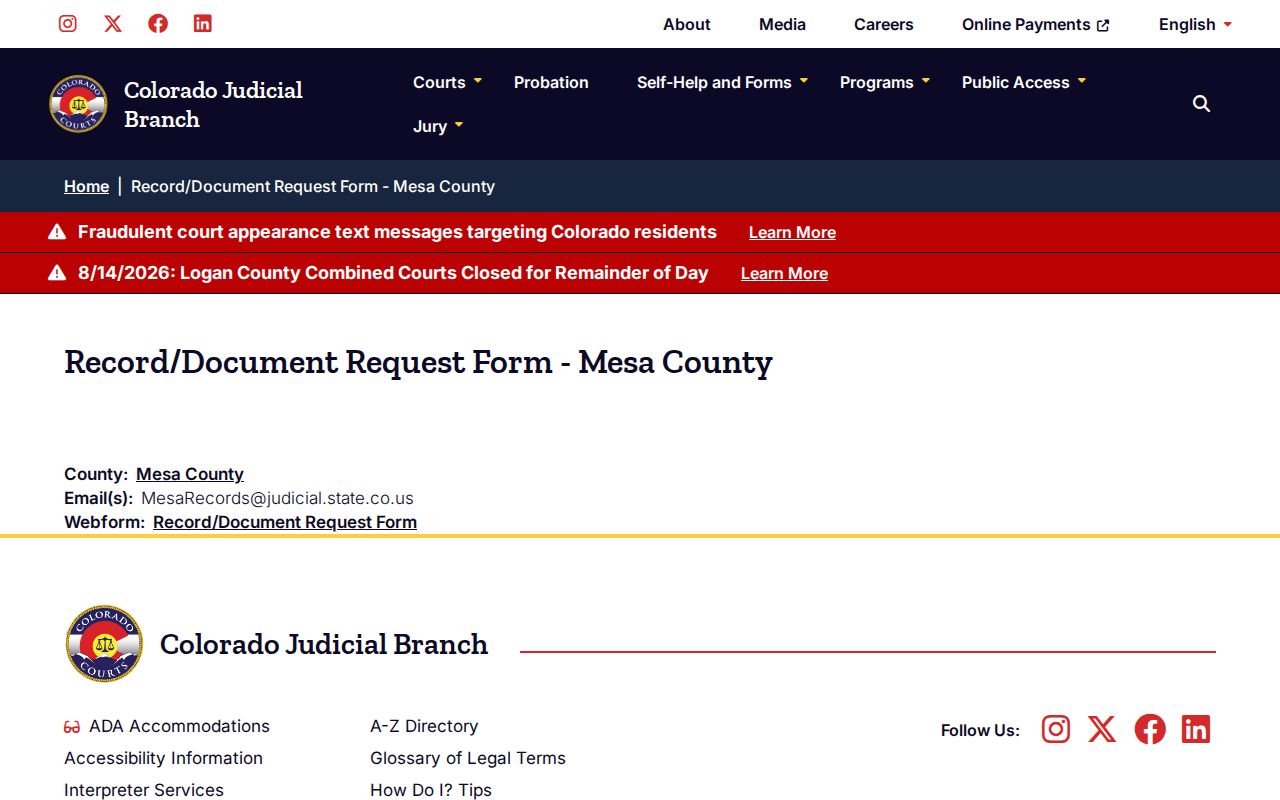 Mesa County court record request endpoint