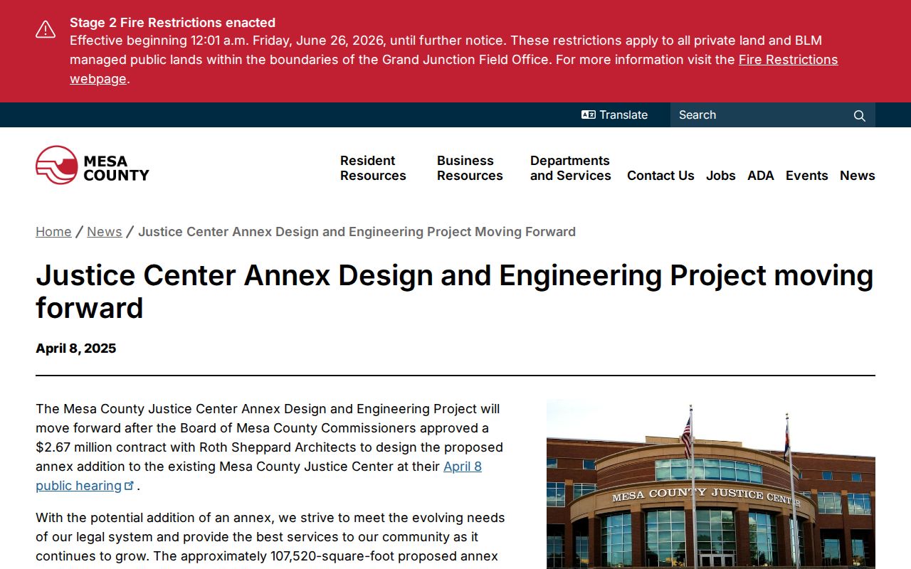 Justice Center annex planning for De Beque state court cases
