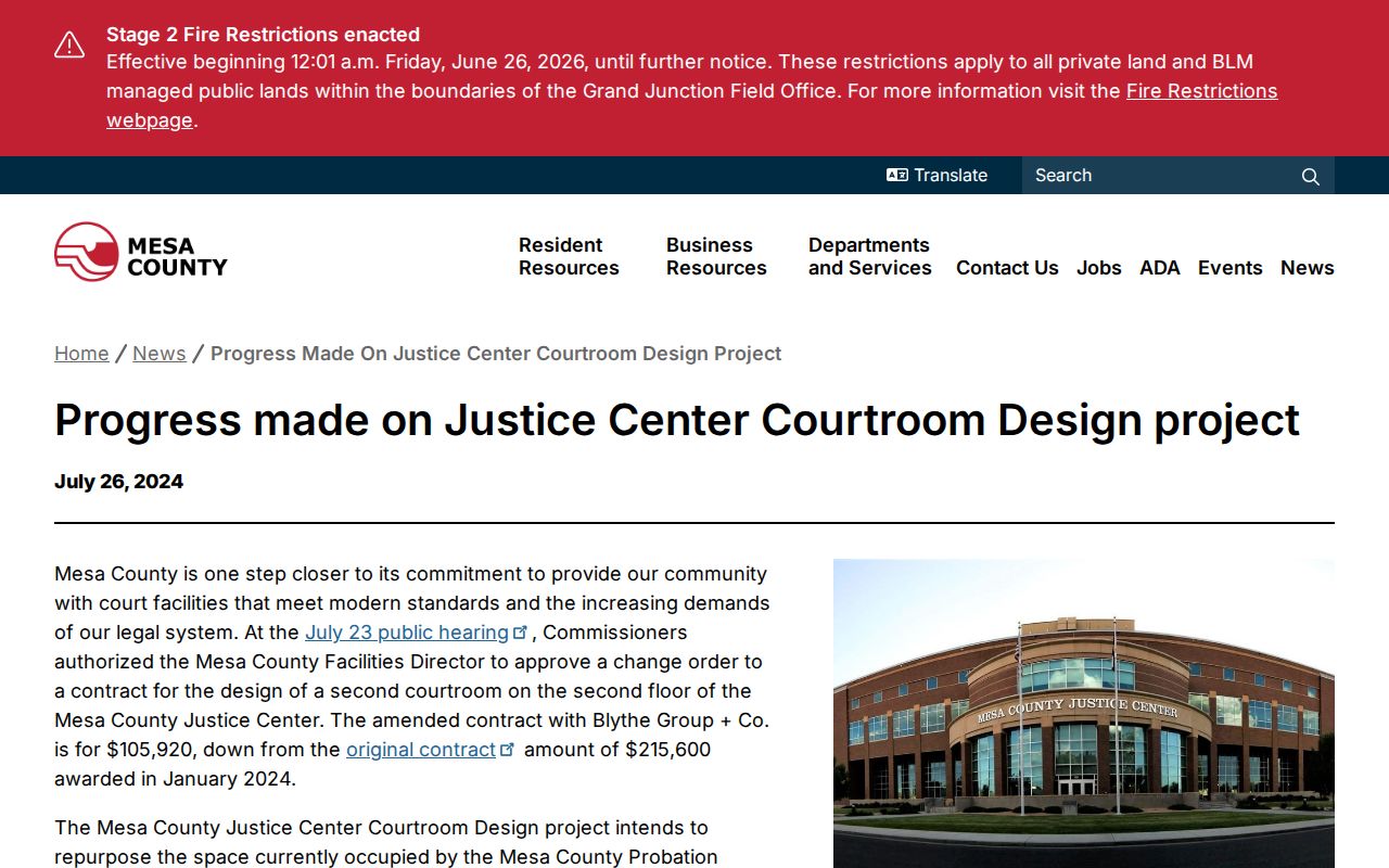 Mesa Justice Center route for De Beque state court dockets