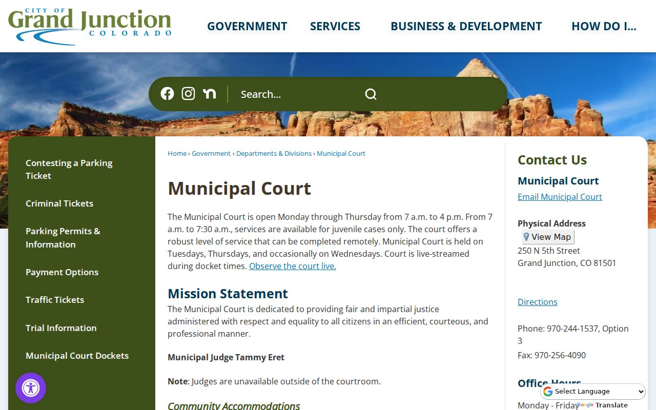 Mesa County Grand Junction court docket and Municipal Court information