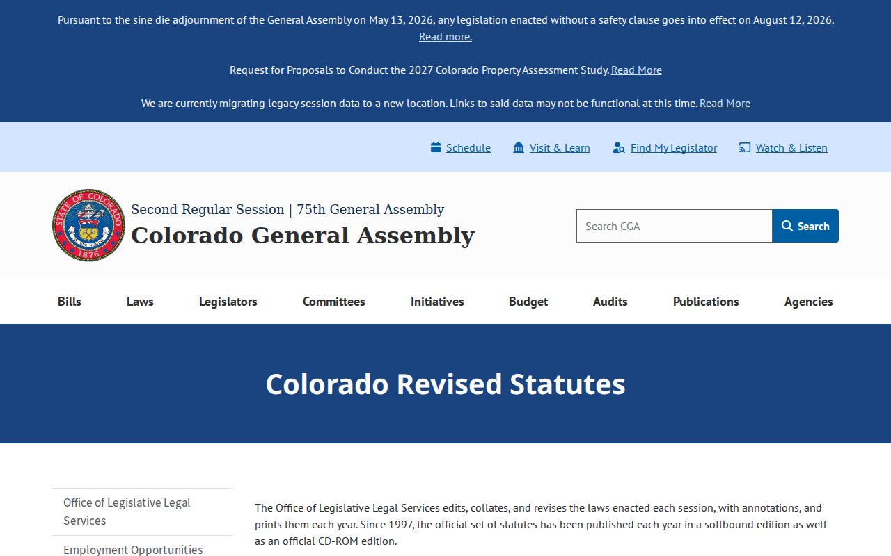 Colorado statutes source for Mesa County traffic court records