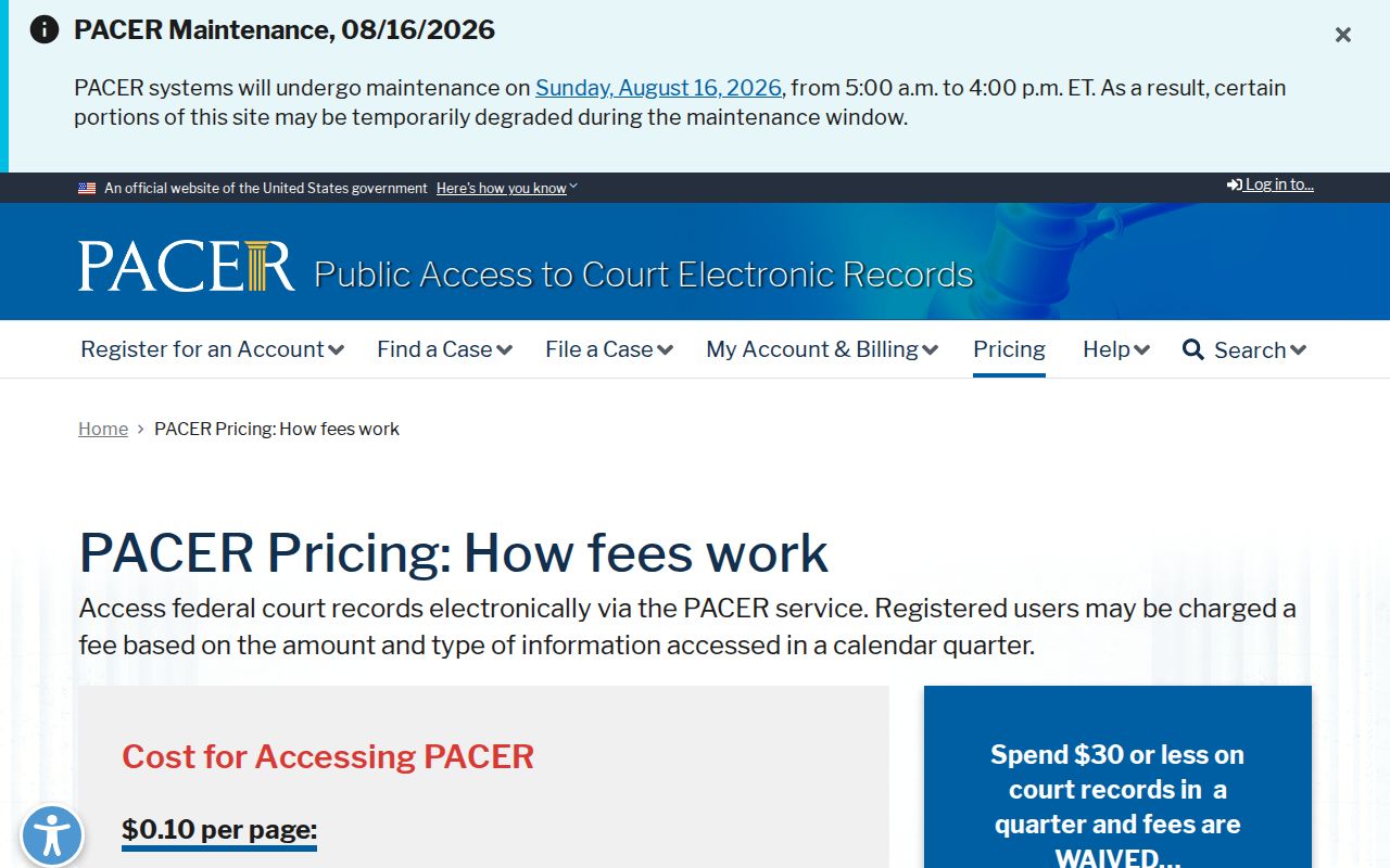 Federal PACER boundary for Mesa County traffic court record searches